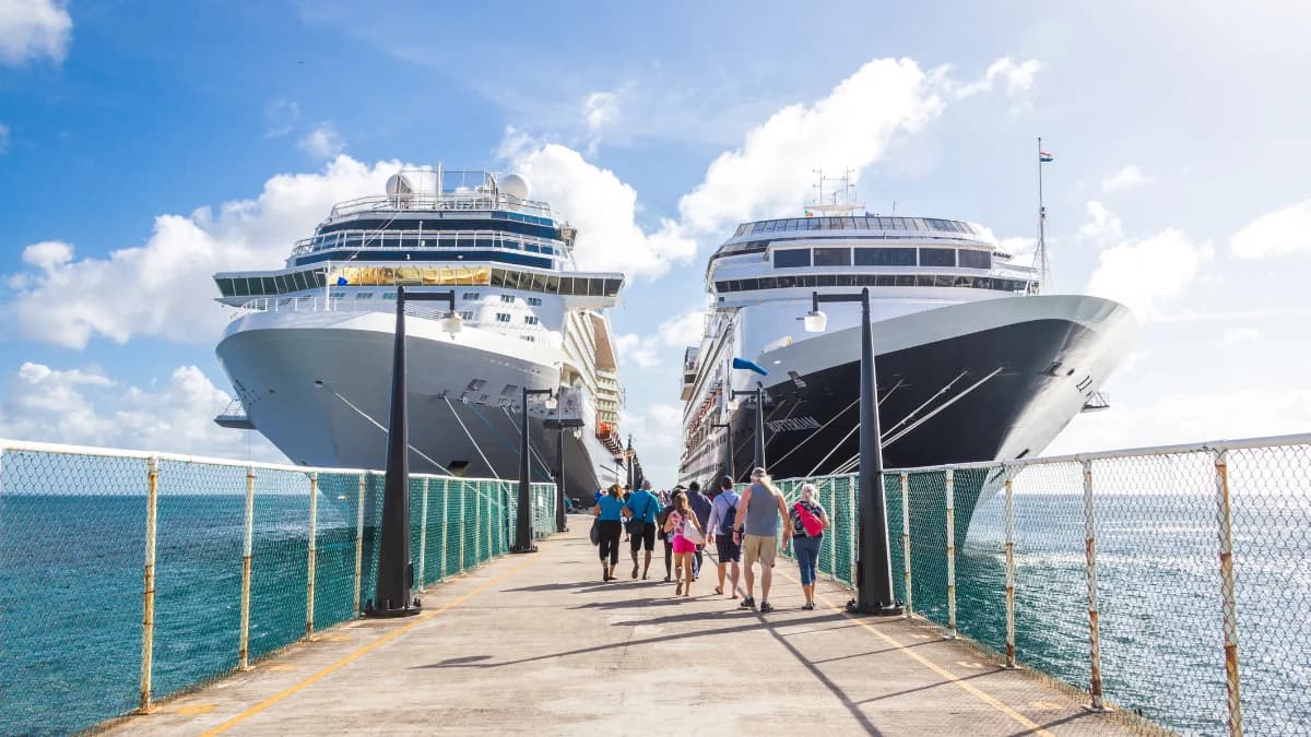 Cruise ship arriving at a passenger terminal